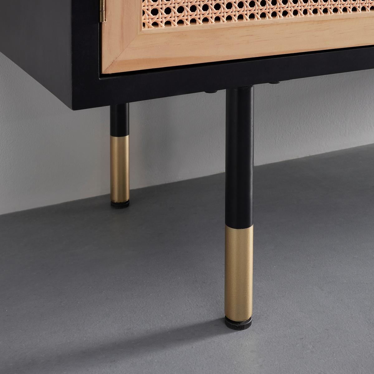 Comodă cu uși MASSIMO - culoare lemn pin/negru, Modern, lemn/metal (150/76/40cm) - Bessagi Home