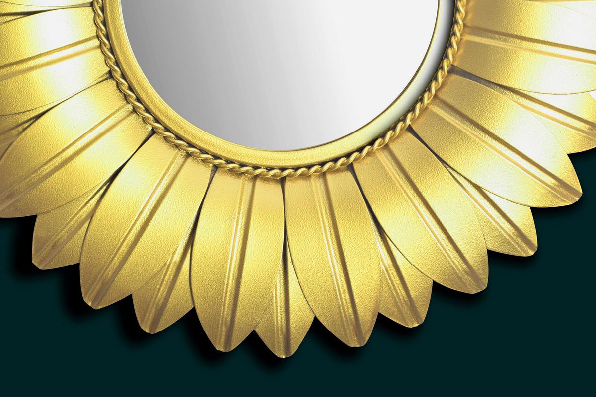 WANDSPIEGEL WL7.096 - Goldfarben, Design, Glas/Metall (60/60/4cm) - MID.YOU