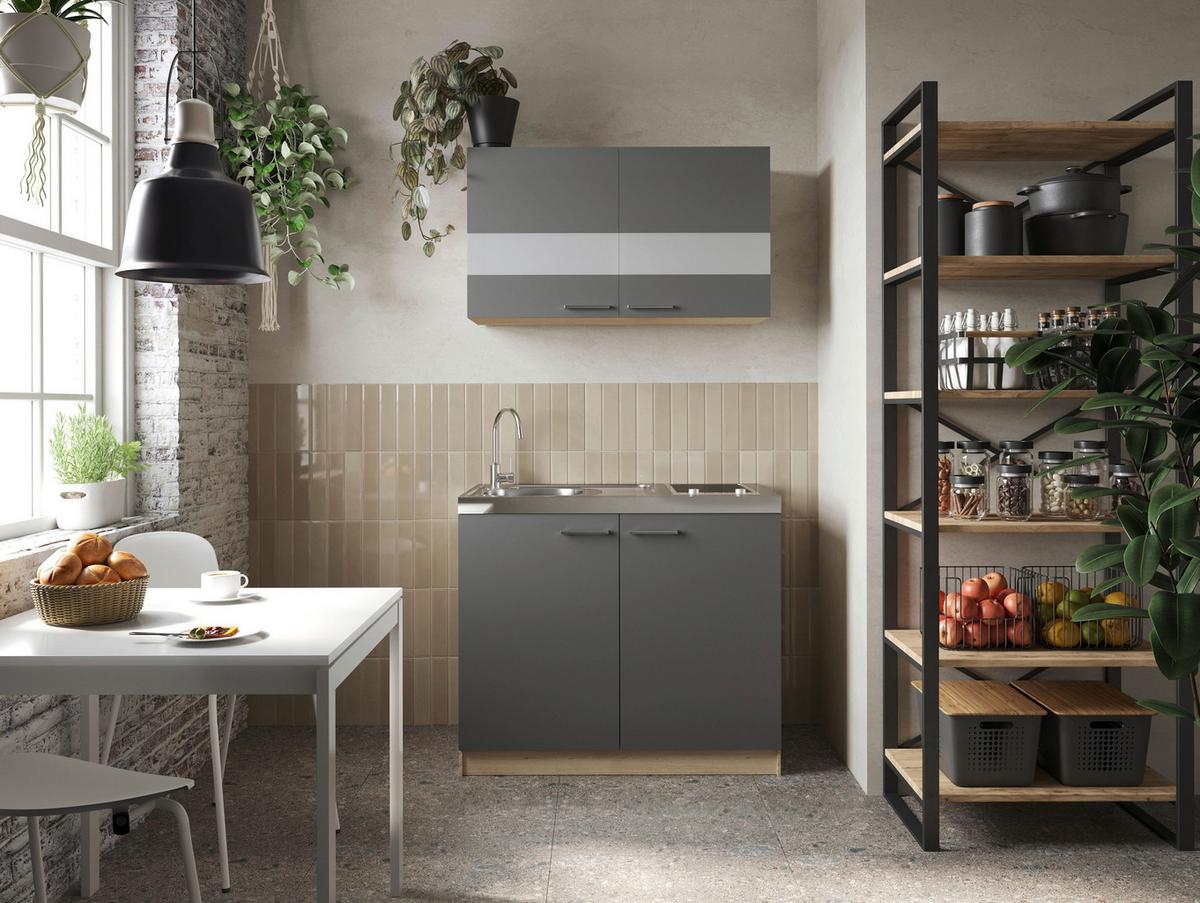 Majhna Kuhinja Z Aparati Merle, 100cm - srebrne barve/siva, Basics, kovina/steklo (100cm) - Respekta