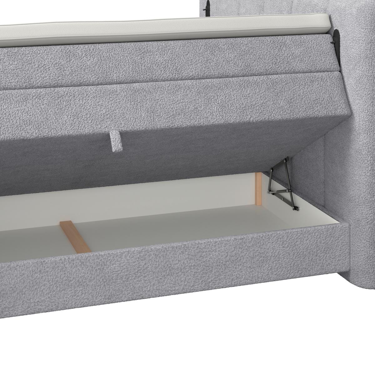 Boxspring Krevet Elysia - svijetlo siva/crna, Trend, drvni materijal/drvo (160/200cm) - Premium Living