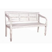 Gartenbank Moyo Weiß-Antik ca. 150x90x52 cm Mahagoni - Weiß, Basics, Holz (150/90/52cm) - Gardenson