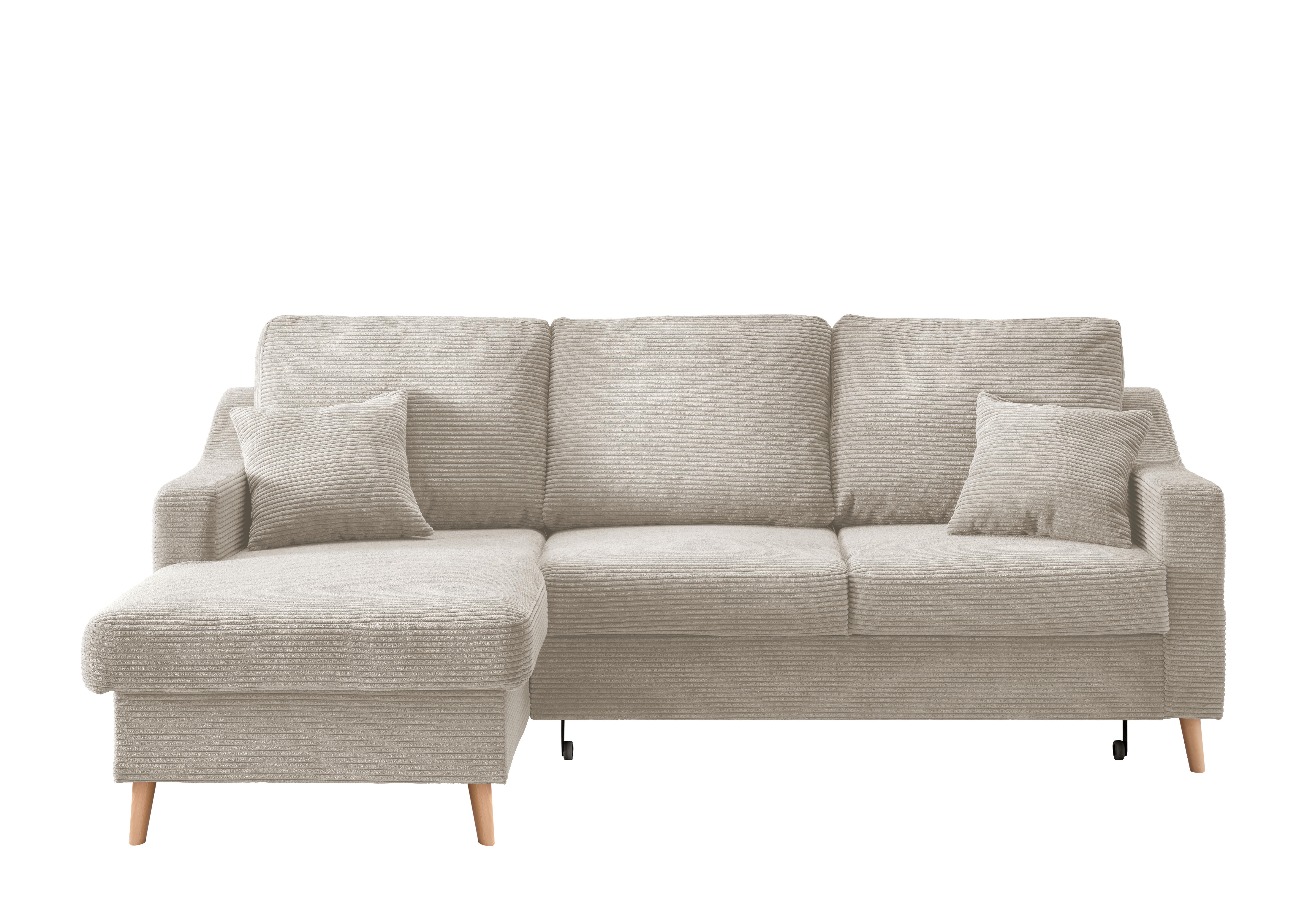 Ecksofa Valentina Beige Cord - Beige/Naturfarben, Design, Holz/Textil (150/228cm) - P & B