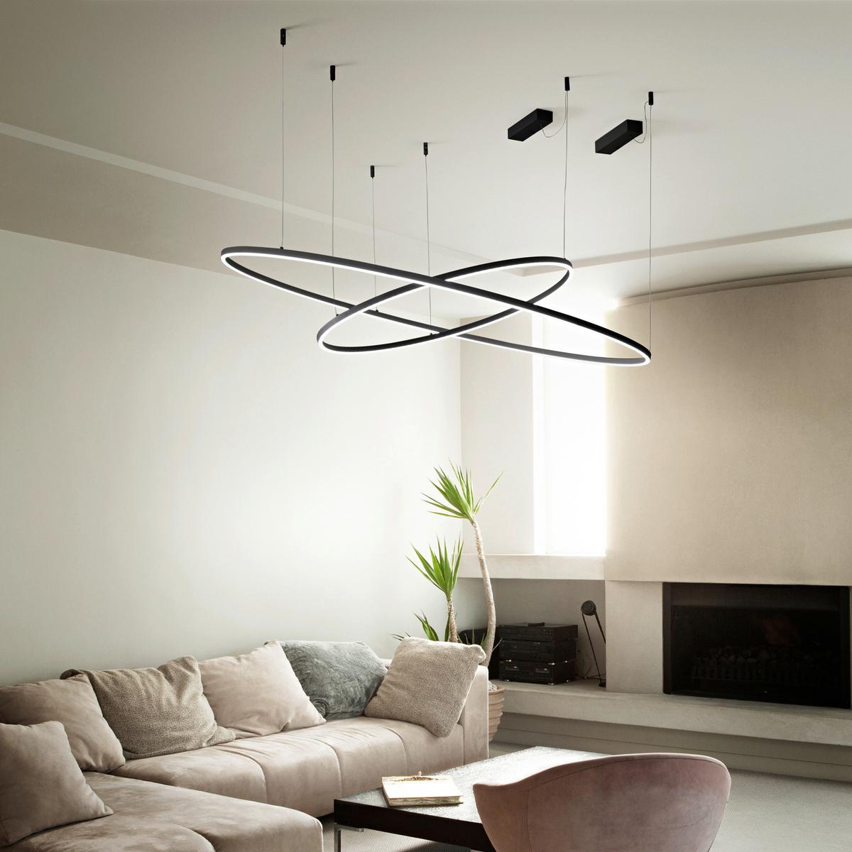 LED-Hängeleuchte Oracle Slim Schwarz max. 55 Watt - Schwarz, Design, Kunststoff/Metall (90/90/27,5/202cm) - Ideal Lux