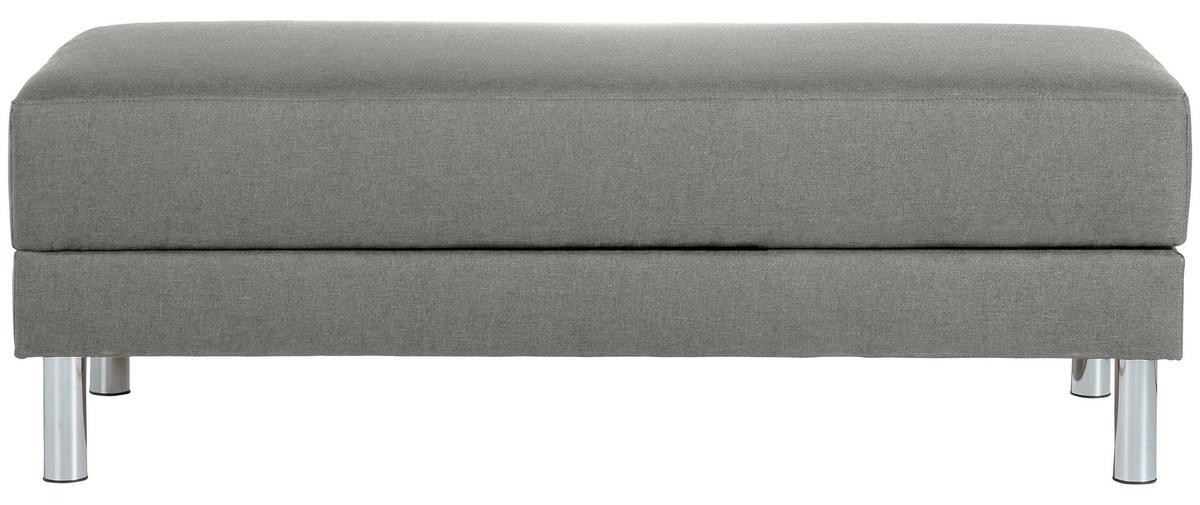 ECKSCHLAFSOFA JUST FASHION - Chromfarben/Hellgrau, KONVENTIONELL, Textil/Metall (152/230cm) - Max Winzer