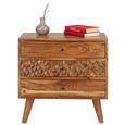 Nachtkästchen Naturfarben - Schwarz/Naturfarben, LIFESTYLE, Holz/Metall (58/58/35cm) - Premium Living