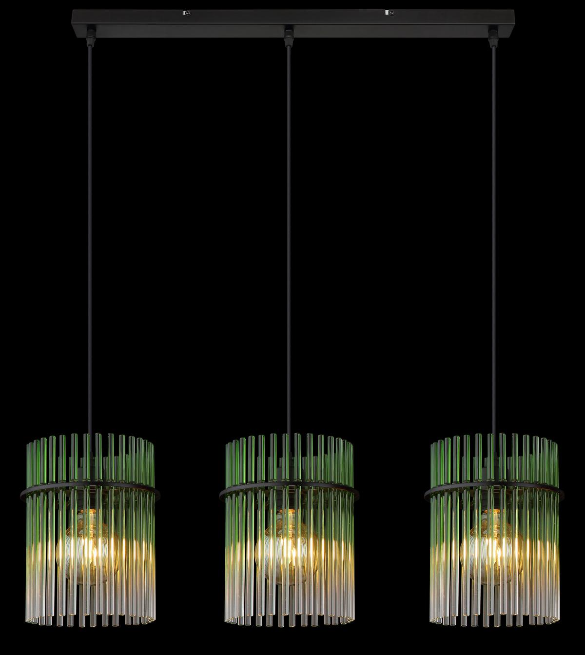 HÄNGELEUCHTE 15698-3HG GORLEY - Klar/Schwarz, Lifestyle, Glas/Kunststoff (80/20/140cm) - Globo