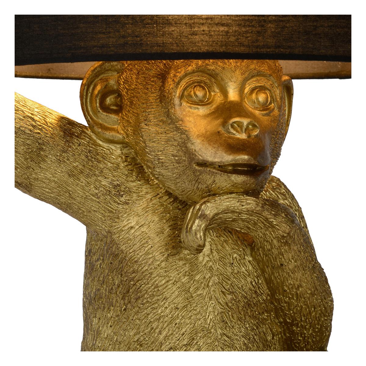 Tischleuchte 10502/81/30 Extravaganza Chimp - Goldfarben/Schwarz, Trend, Kunststoff/Textil (30/30/45cm) - Lucide
