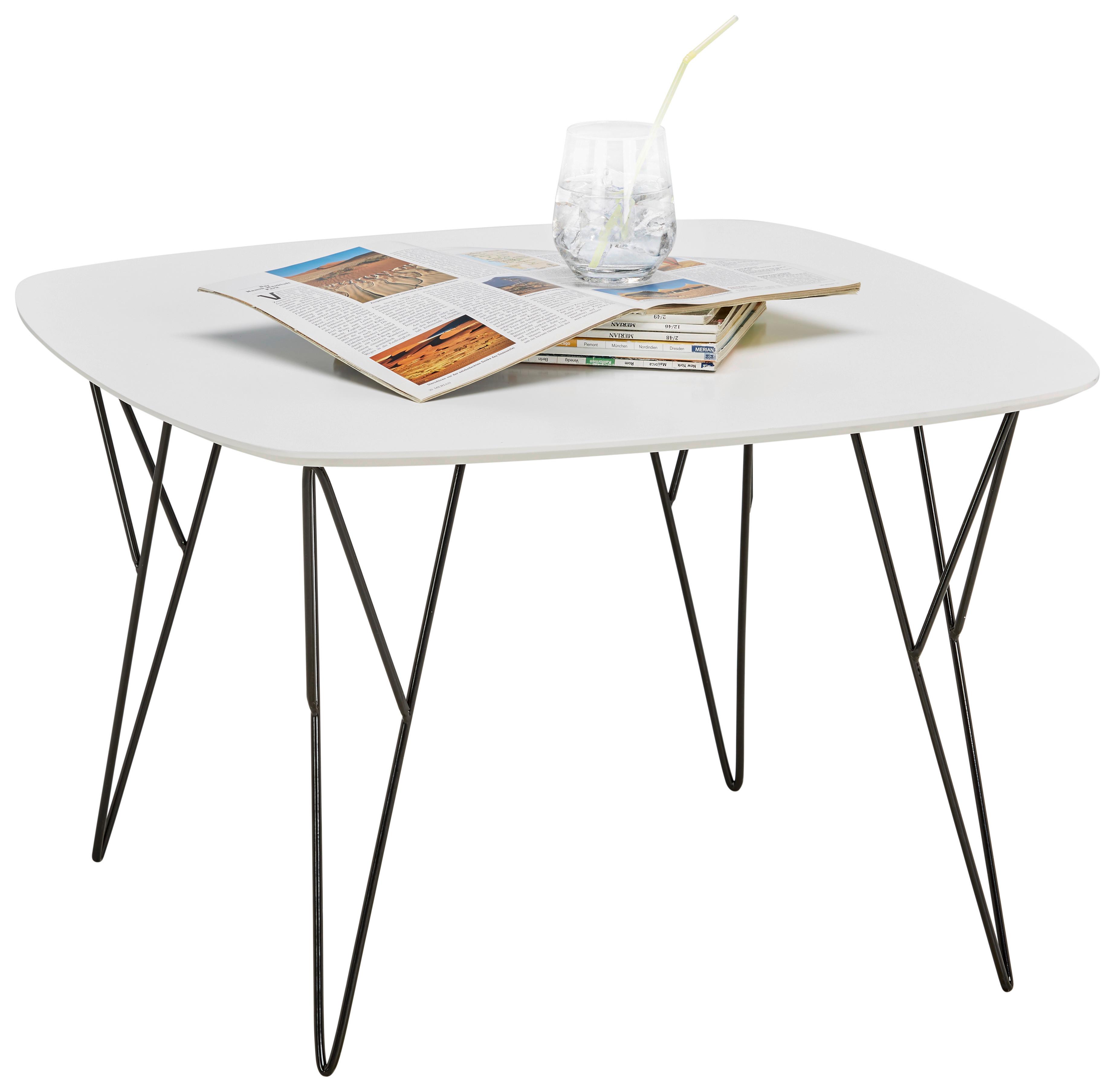 Couchtisch Percy in Weiß - Schwarz/Weiß, MODERN, Holzwerkstoff/Metall (70/70/45cm) - Mömax