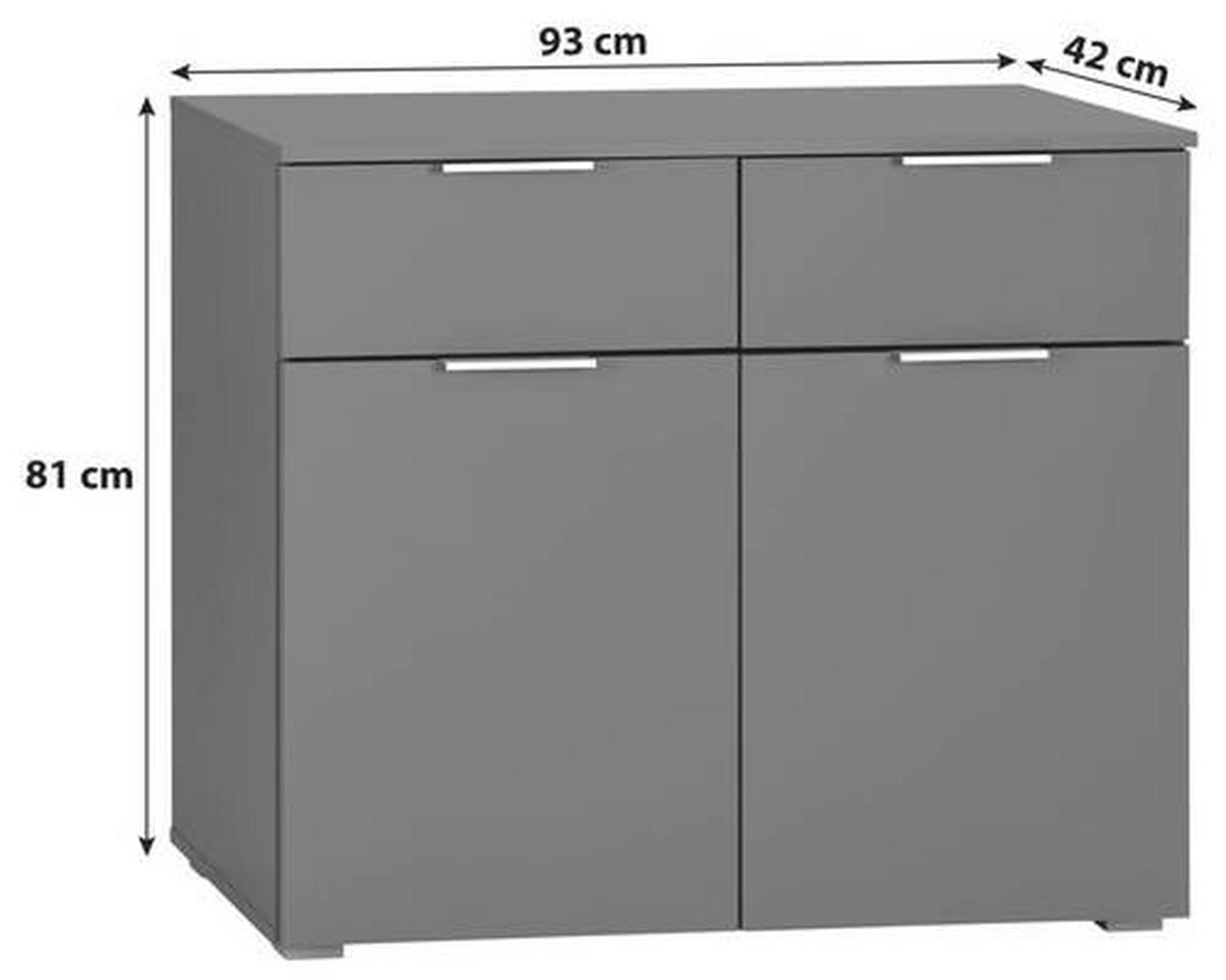 Komoda Alabama - siva/boje aluminija, Moderno, drvni materijal (93/81/42cm) - Modern Living