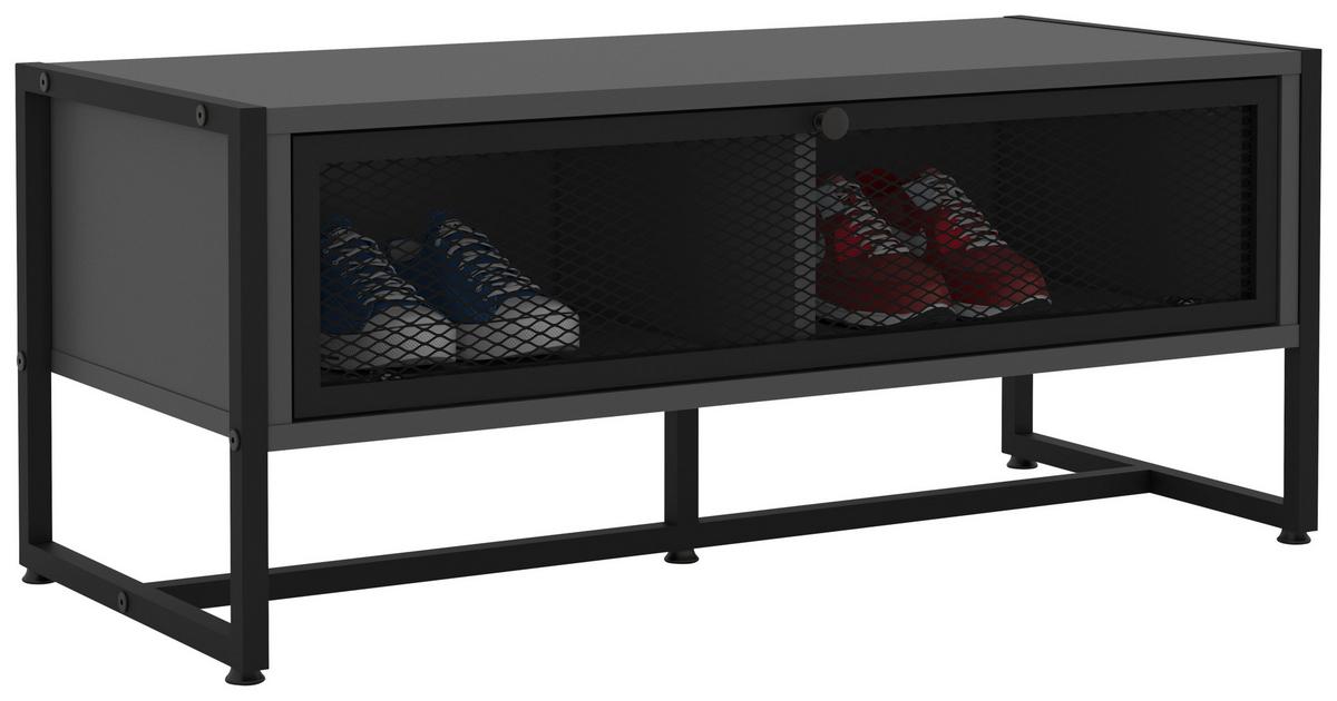 ŁAWKA Z PÓŁKĄ NA BUTY MELA SIDEBOARD - antracytowy/czarny, Modern, metal/drewno (95/40/41cm) - P & B