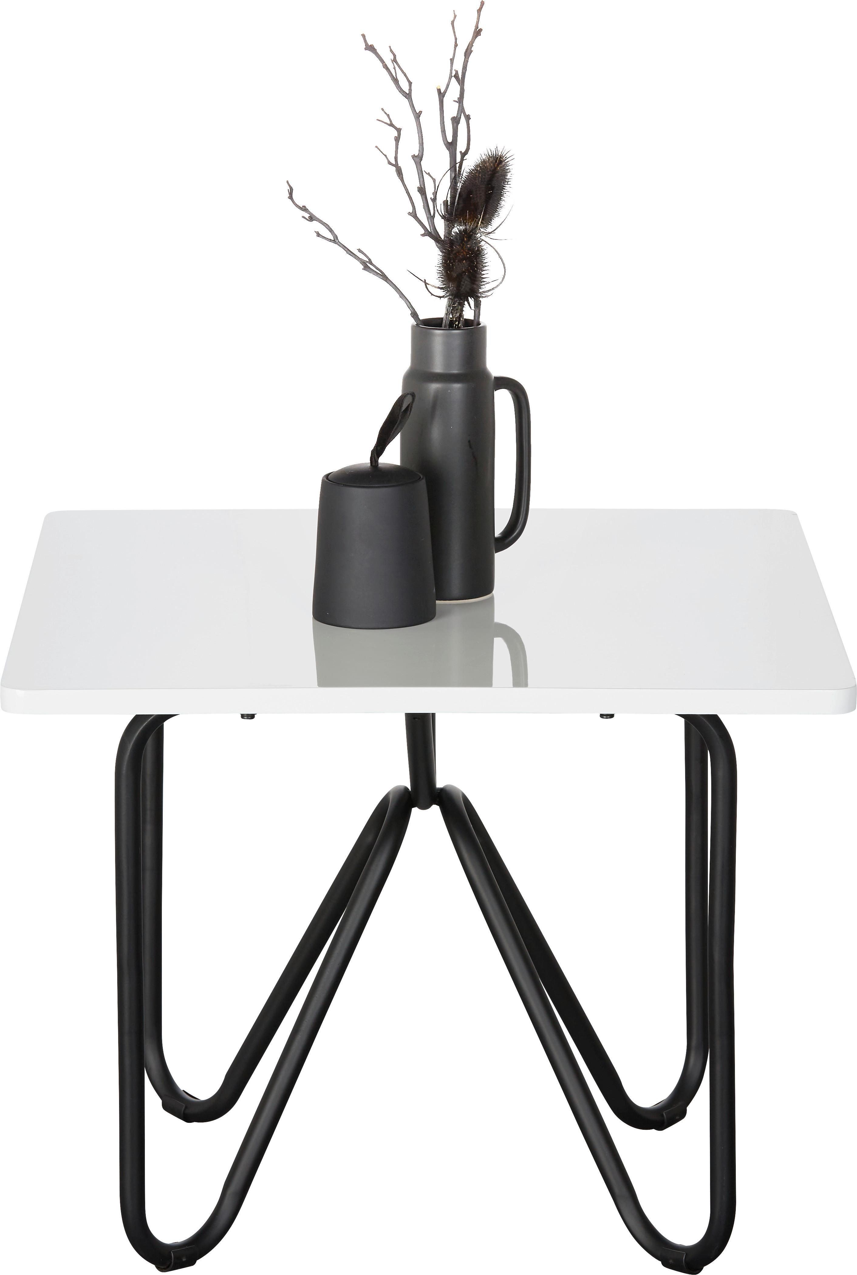 Dohányzóasztal Fehér-fekete Wave - fekete/fehér, Modern, faalapú anyag/fém (60/60/47cm) - Mömax