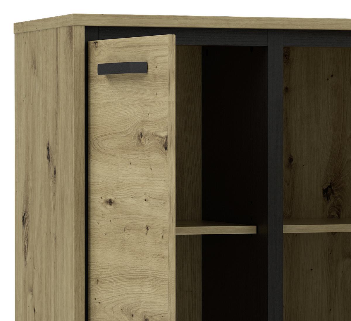 Kommode "Trondheim" , Schwarz, Eiche - Eichefarben/Schwarz, MODERN, Holzwerkstoff/Kunststoff (91,4/91,2/41,5cm) - MID.YOU