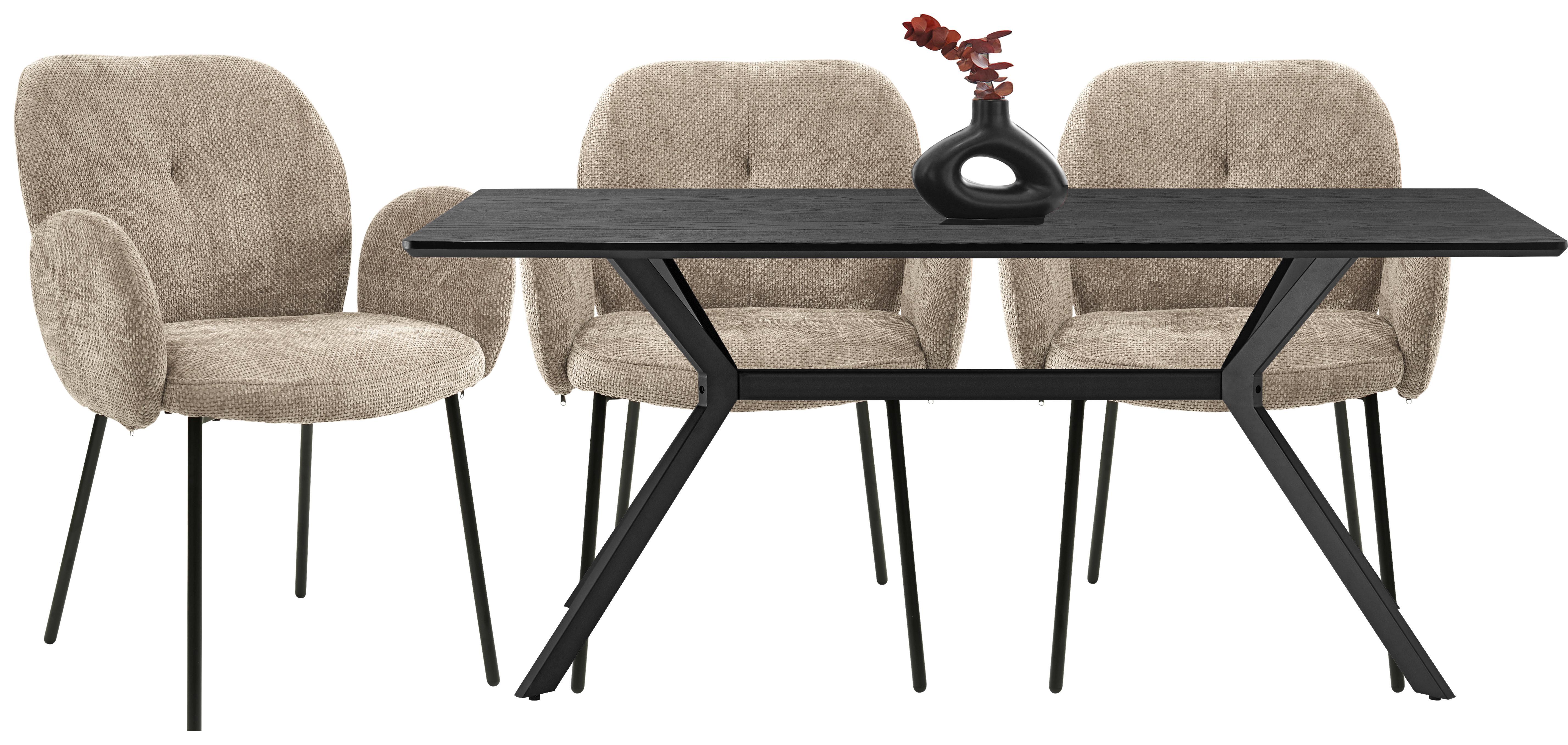 Esstisch Aragon Schwarz ca. 180x90x75cm - Schwarz, MODERN, Holzwerkstoff/Kunststoff (180/75/90cm) - Mömax