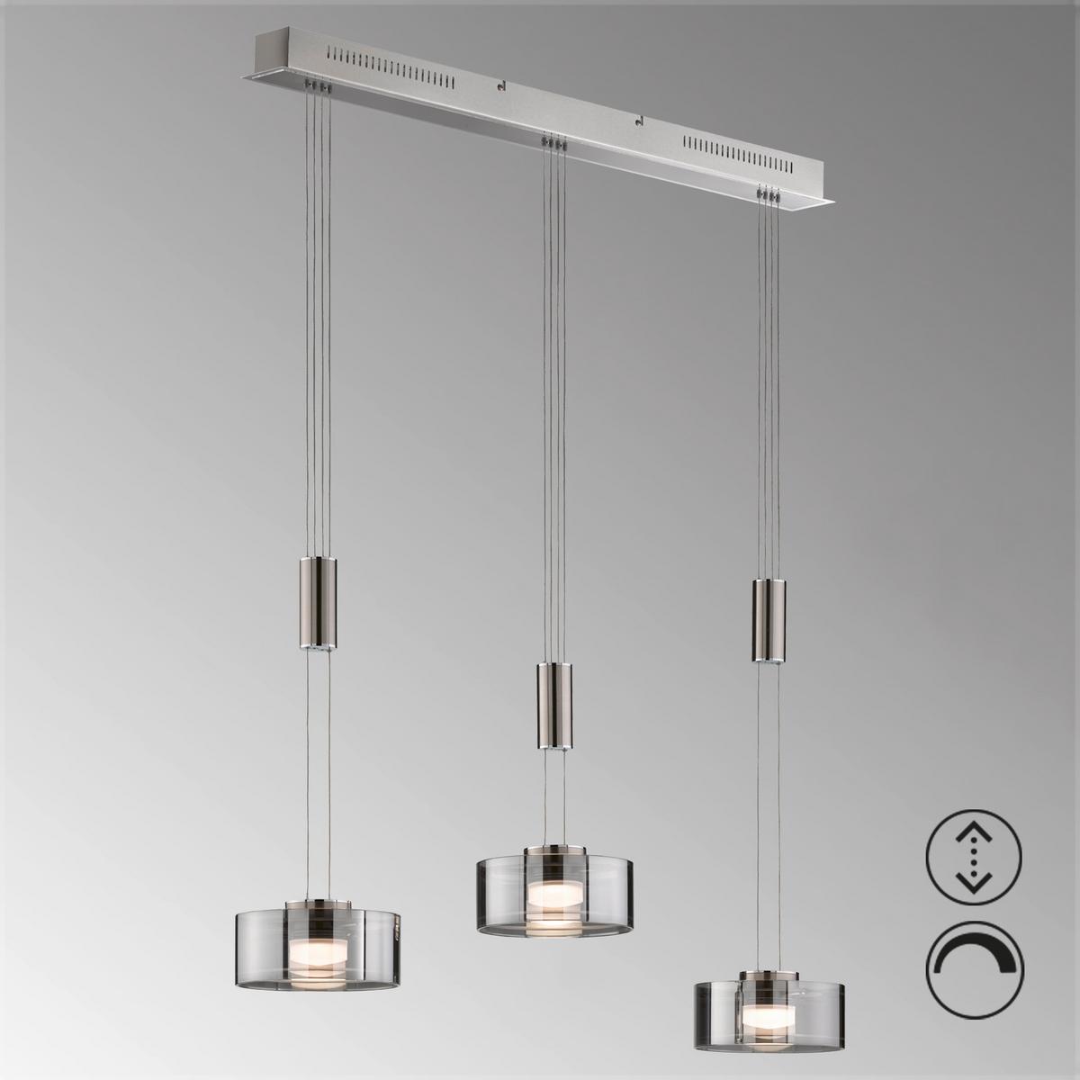LAMPA WISZĄCA LED 60651 - kolor niklowy/kolor chromowy, Design, metal/szkło (95/20/100-160cm) - Fischer & Honsel