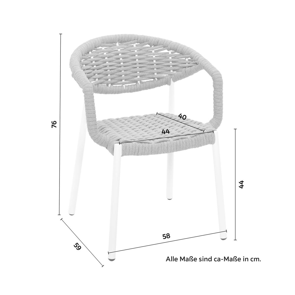 KRZESŁO OGRODOWE ANTONIA - biały/szary, Modern, metal/tkanina (58/76/59cm) - Bessagi Garden