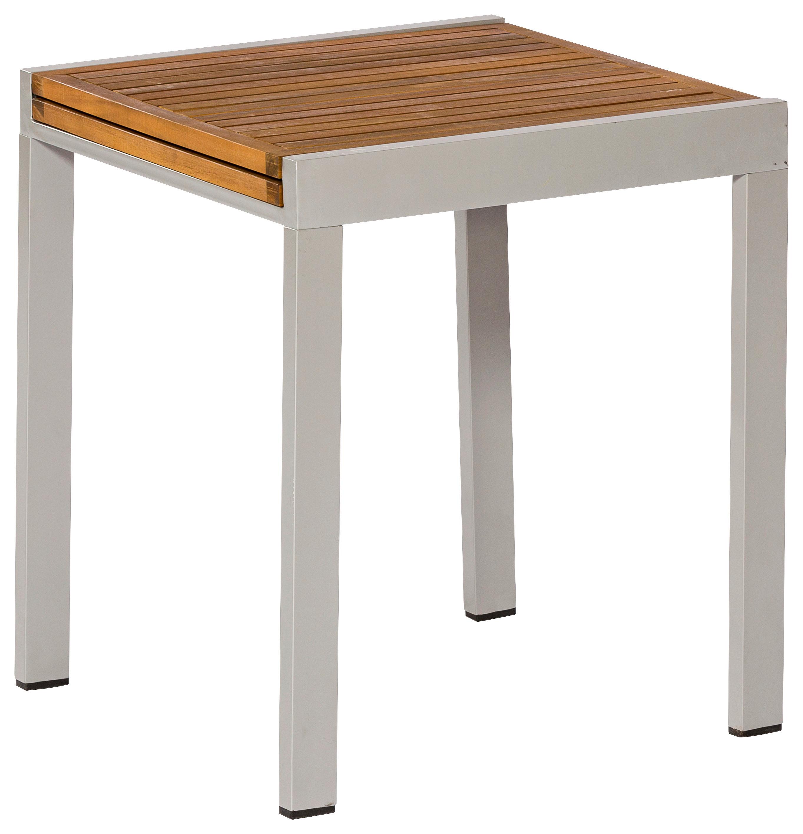 Balkon Naturfarben Akazie ausziehbar ca. 65x75x65cm - Silberfarben/Naturfarben, MODERN, Holz/Metall (65-130/75/65cm) - Gardenson