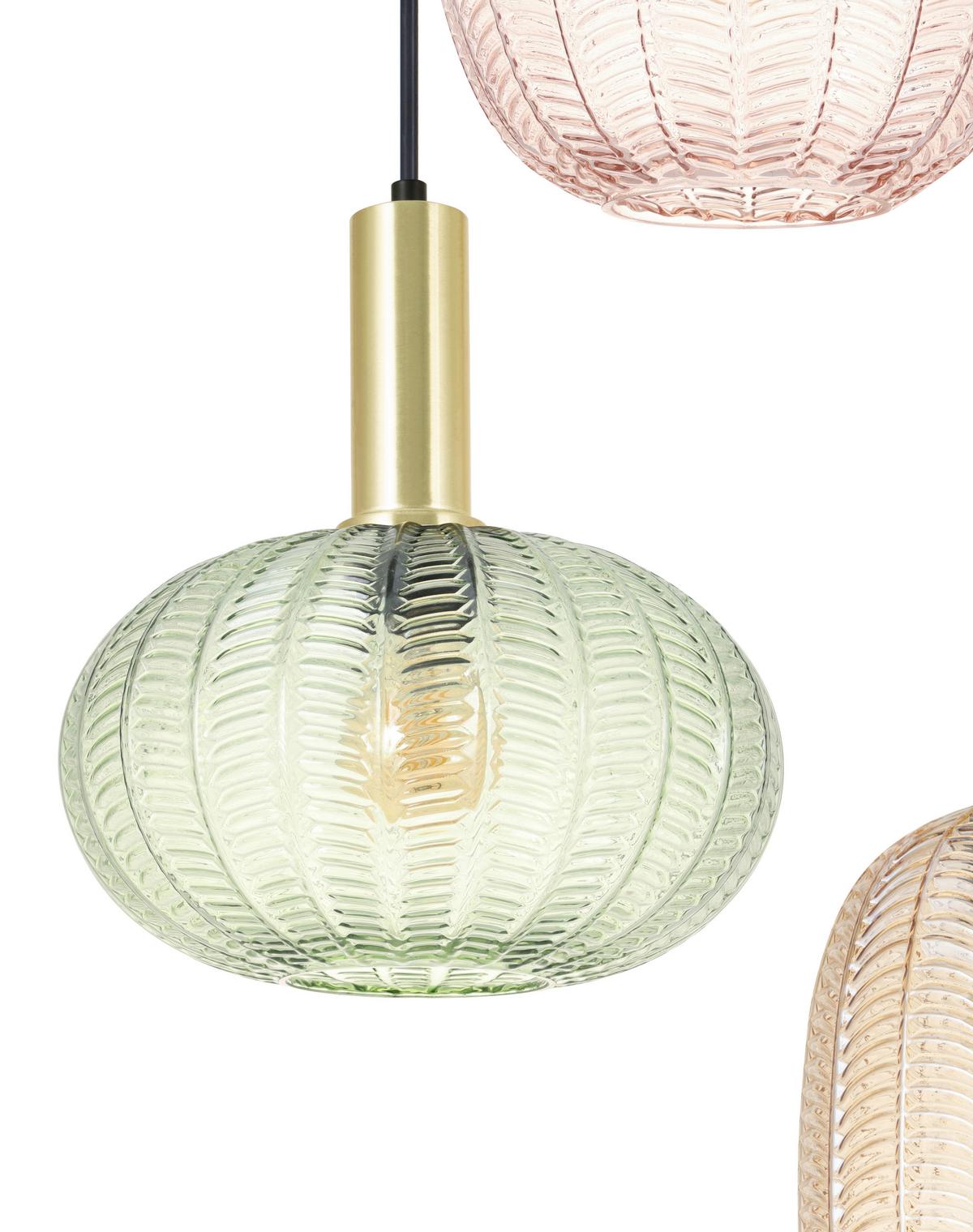 Hängeleuchte Bunti Multicolor max. 25 Watt - Pink/Goldfarben, MODERN, Glas/Metall (65/60/120cm)