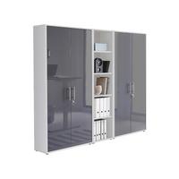 Aktenschrank Office Edition Sw Set 10 Weiß/Anthrazit - Anthrazit Hochglanz/Weiß, MODERN, Holzwerkstoff (212,9/185,6/33cm) - MID.YOU