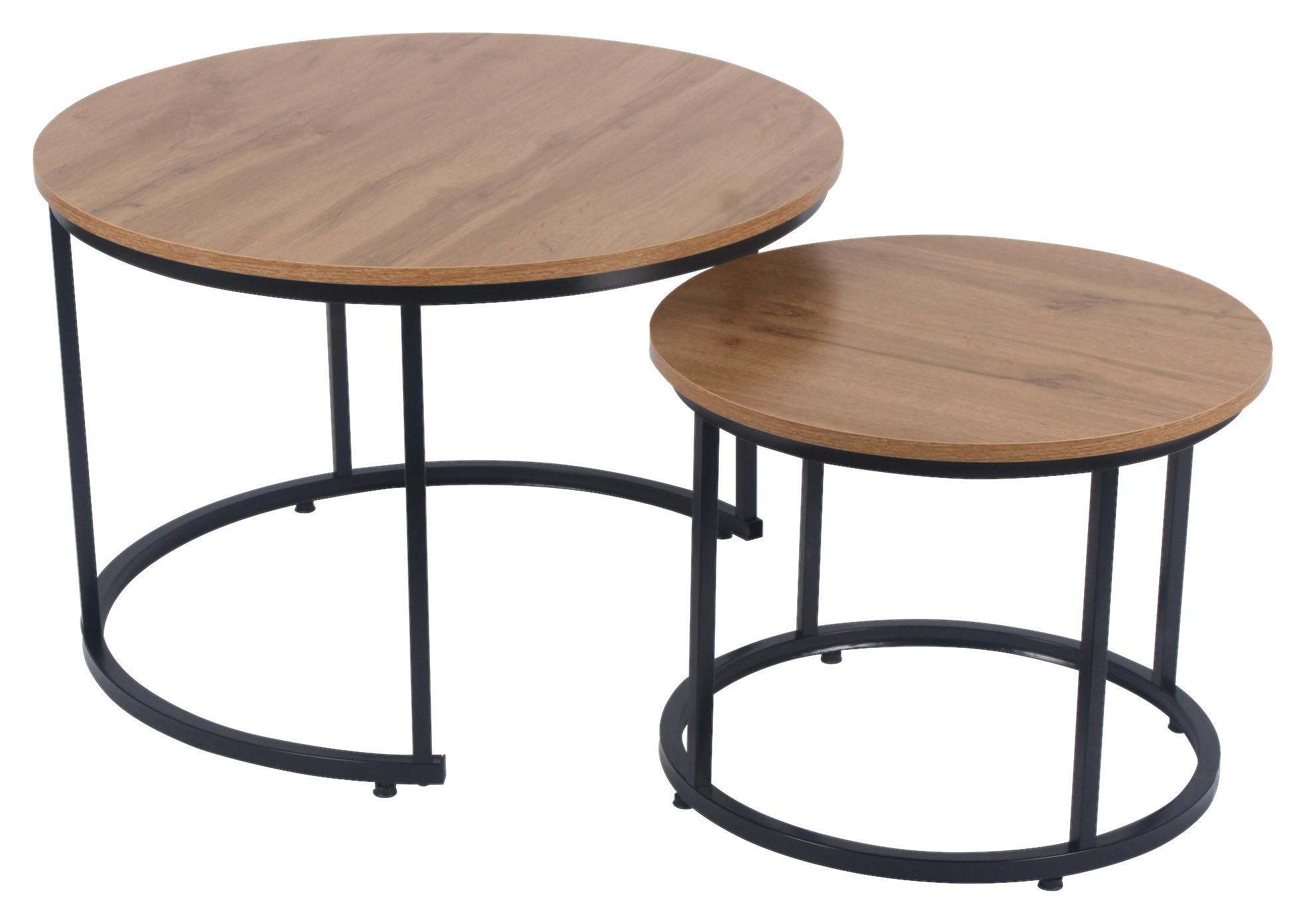 Stolić Set 2/1 Couple - prirodne boje/crna, Moderno, drvni materijal/metal (70/70/47cm) - Modern Living