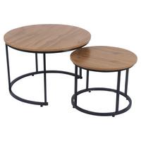 Măsuță de cafea 2/1 COUPLE - culoare natur/negru, Modern, metal/material pe bază de lemn (70/70/47cm) - Modern Living