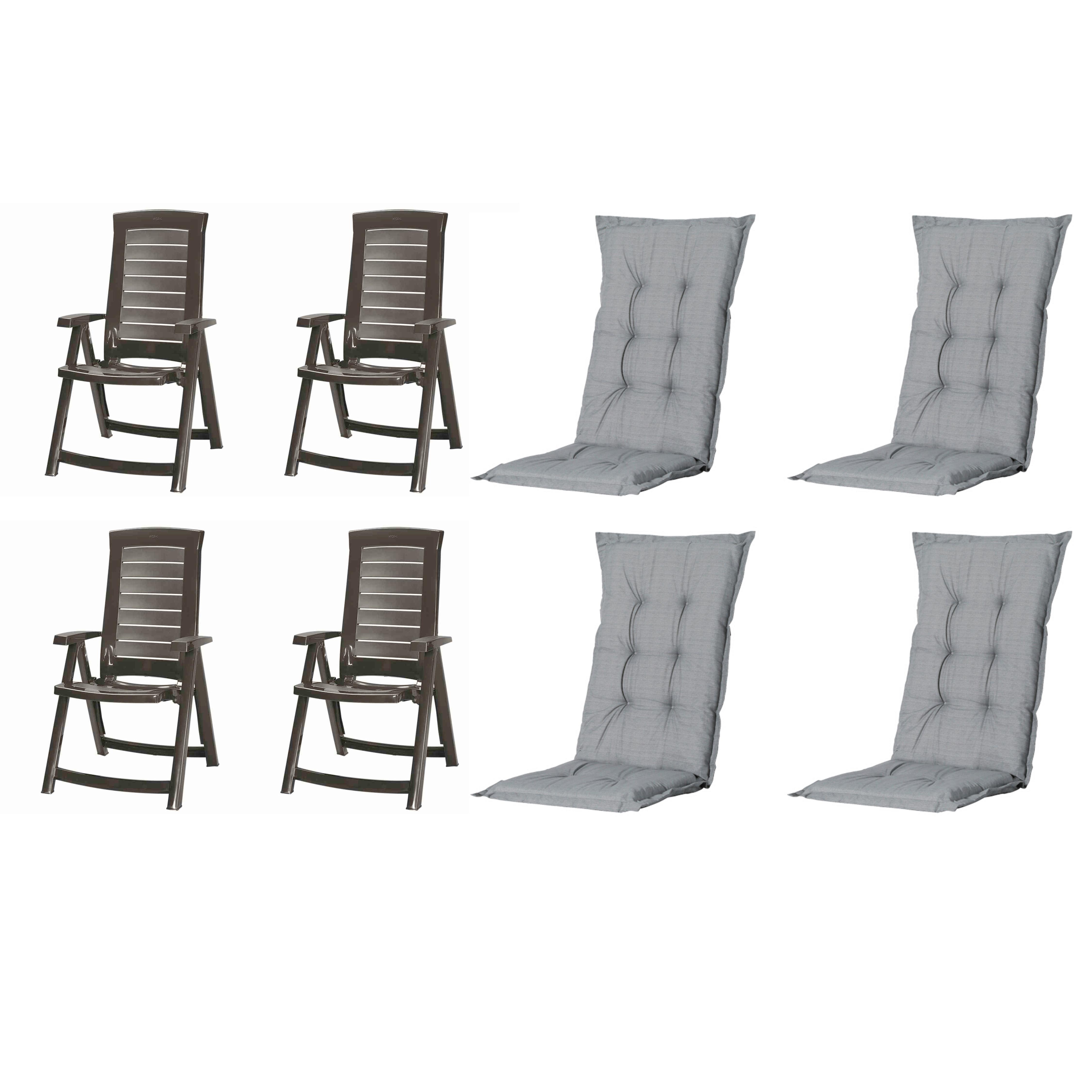 Gartenstuhl-Set Aruba 8-tlg. Grau - Grau, MODERN, Kunststoff/Textil (72/61/110cm) - Gardenson