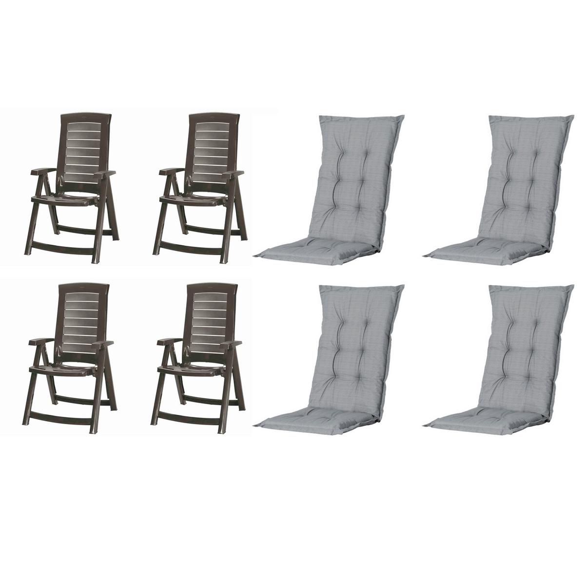 Gartenstuhl-Set Aruba 8-tlg. Grau - Grau, MODERN, Kunststoff/Textil (72/61/110cm) - Gardenson