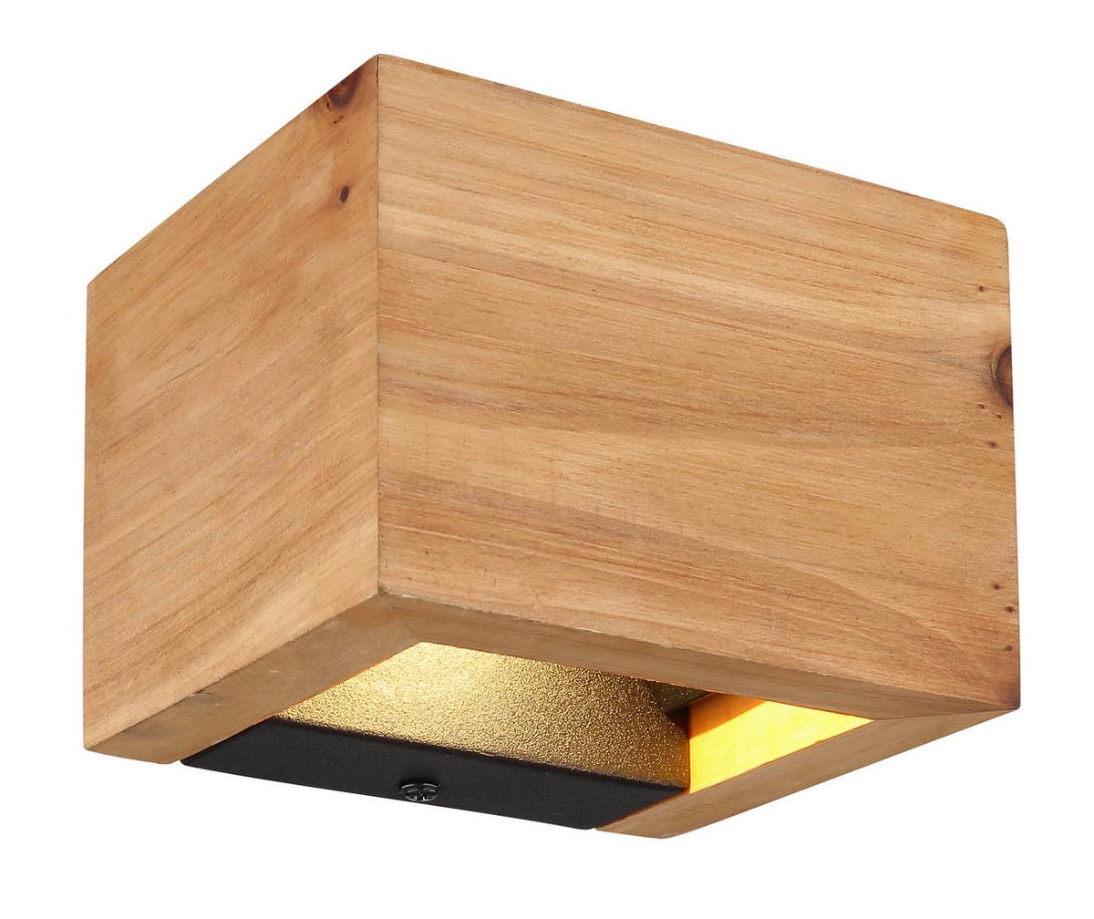 LED-Wandleuchte 15553W1 in Schwarz/Dunkelbraun max. 8 W - Dunkelbraun/Schwarz, Design, Holz/Metall (13,5/11,5/9,5cm) - Globo