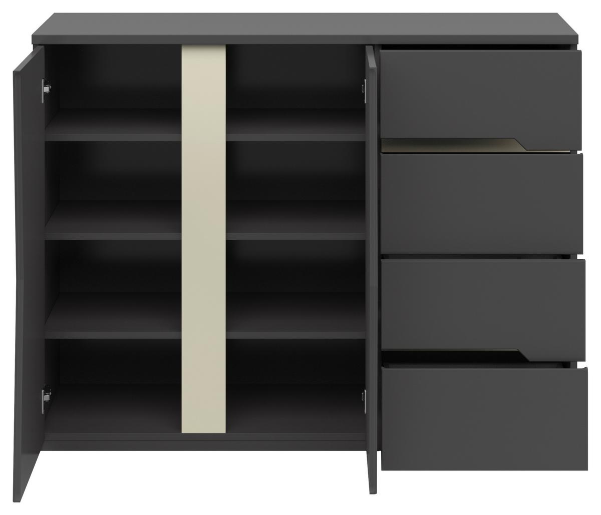 Sideboard Manhatten in Grau/Graphitfarben - Graphitfarben/Schwarz, Modern, Holzwerkstoff/Kunststoff (124/95/42cm) - Premium Living