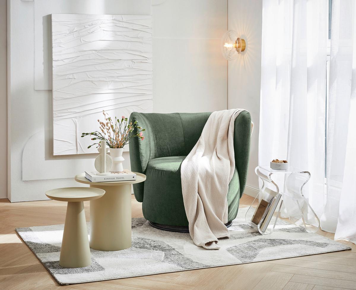 Cocktailsessel Boli Dunkelgrün - Dunkelgrün/Schwarz, Design, Textil/Metall (92/80/84cm) - Livetastic