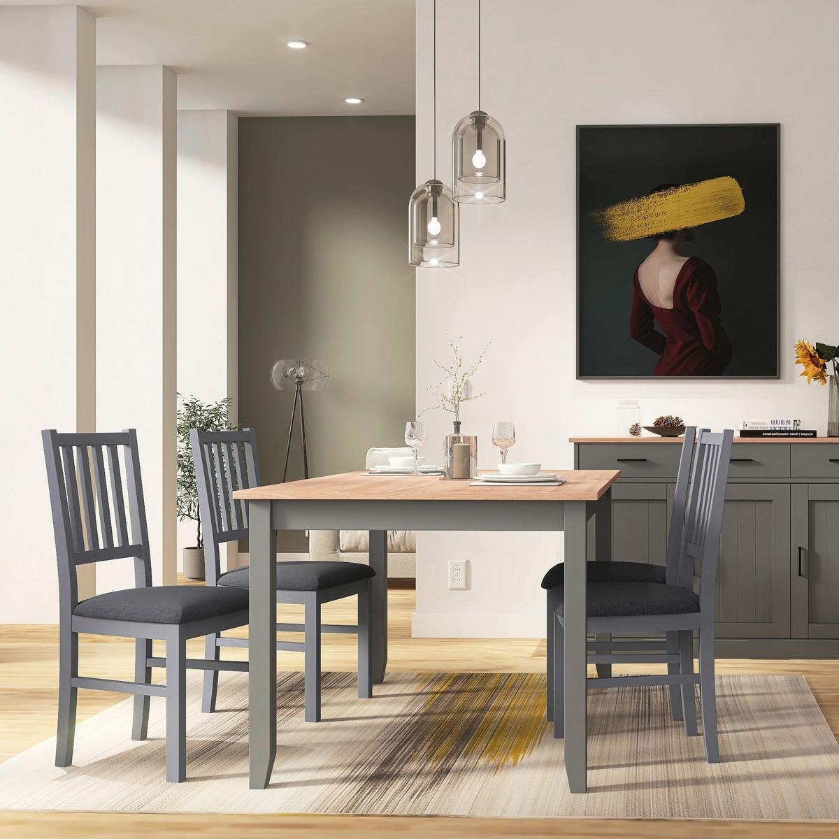 STÓŁ DO JADALNI FORENZO -BASED- - szary/brązowy, Romantik / Landhaus, drewno (140/90/75cm) - Based