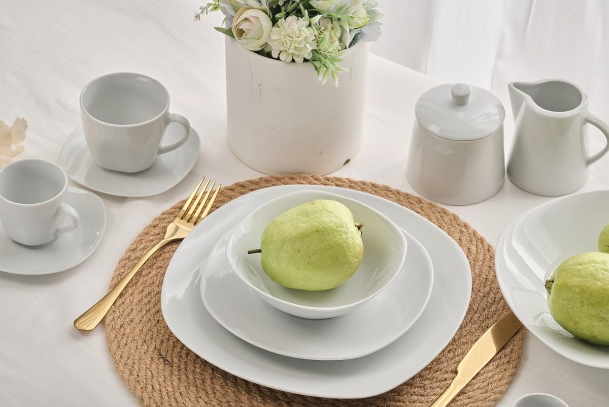 SERWIS OBIADOWO-ŚNIADANIOWY ASCONA - biały, Basics, ceramika - Novel