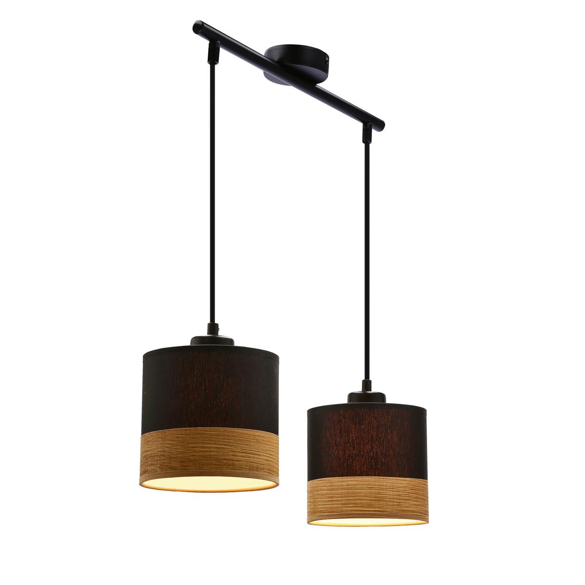 Viseća Svjetiljka Porto - boje hrasta/crna, Natur, metal/tekstil (48/15/115cm)