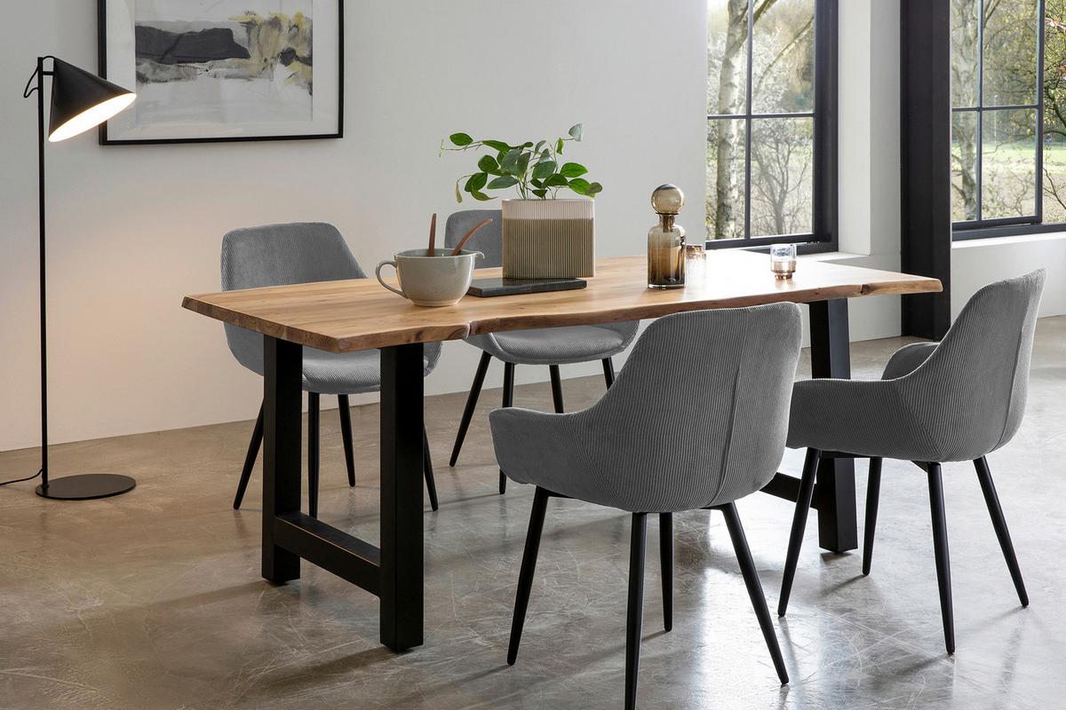 Set Naslanjačev Cord, Siva, 2-Delni - siva/črna, Moderno, kovina/tekstil (64/86/59cm) - Livetastic