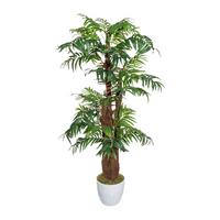 Kunstpflanze Palmen Grün/Braun/Weiß - Braun/Weiß, Design, Naturmaterialien/Keramik (150cm)
