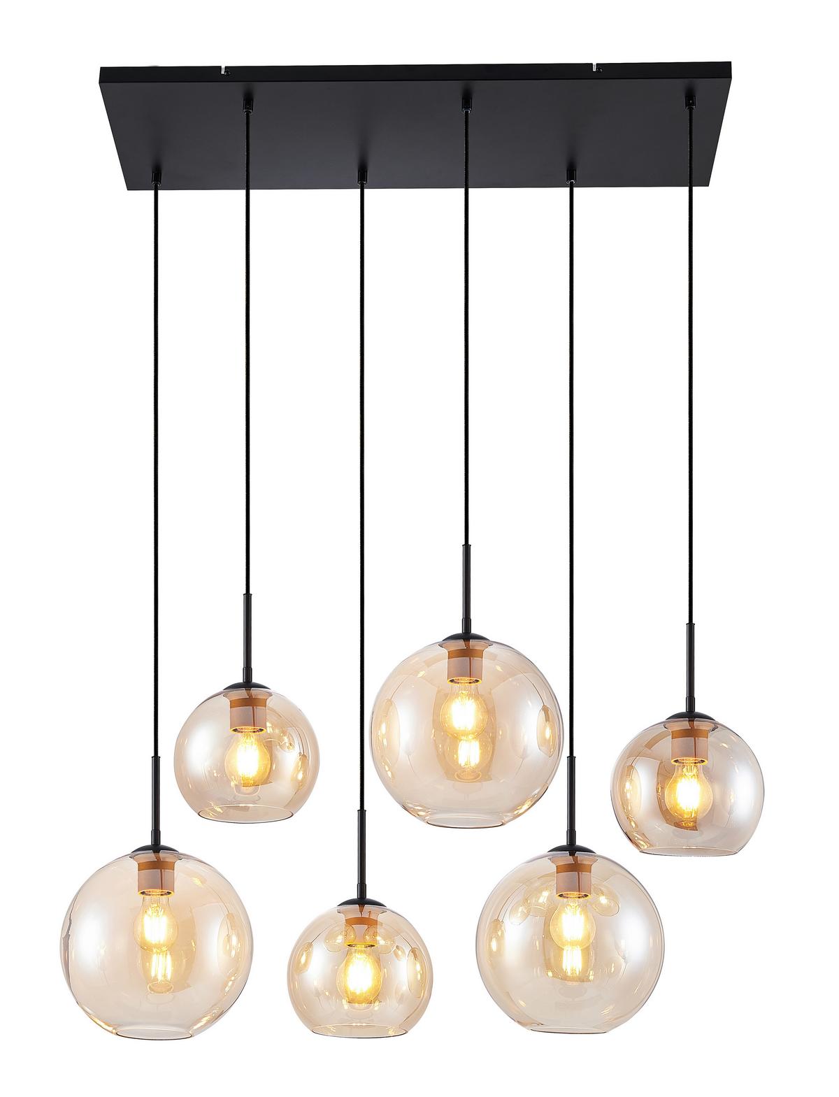 LAMPA WISZĄCA AMELIE *SBN* - kolor bursztynowy, Basics, metal/szkło (97,5/42,5/150cm) - Novel