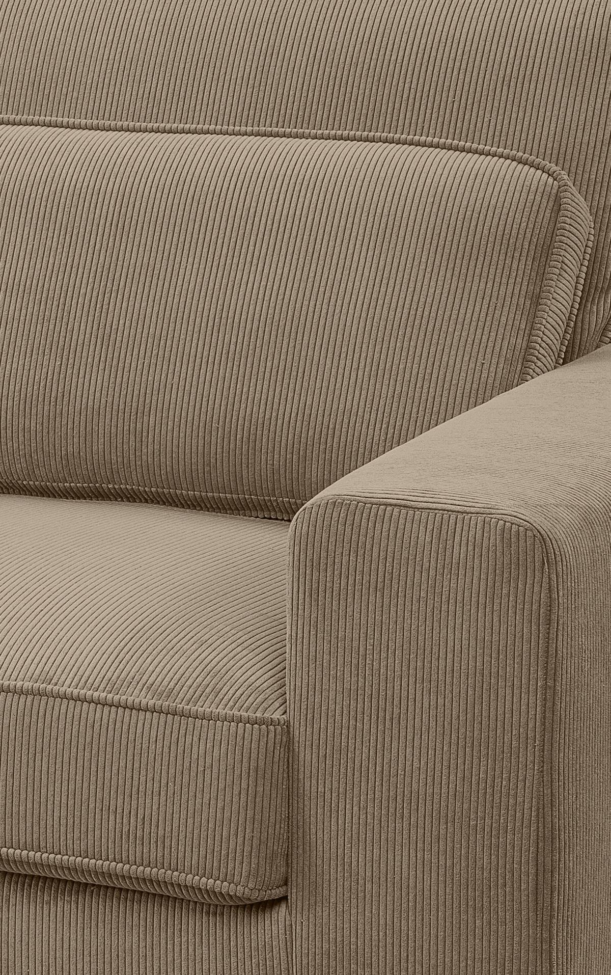 Ecksofa Bolivia Braunbeige Cord - Beige/Beigebraun, Basics, Holzwerkstoff/Textil (276/183cm) - MID.YOU