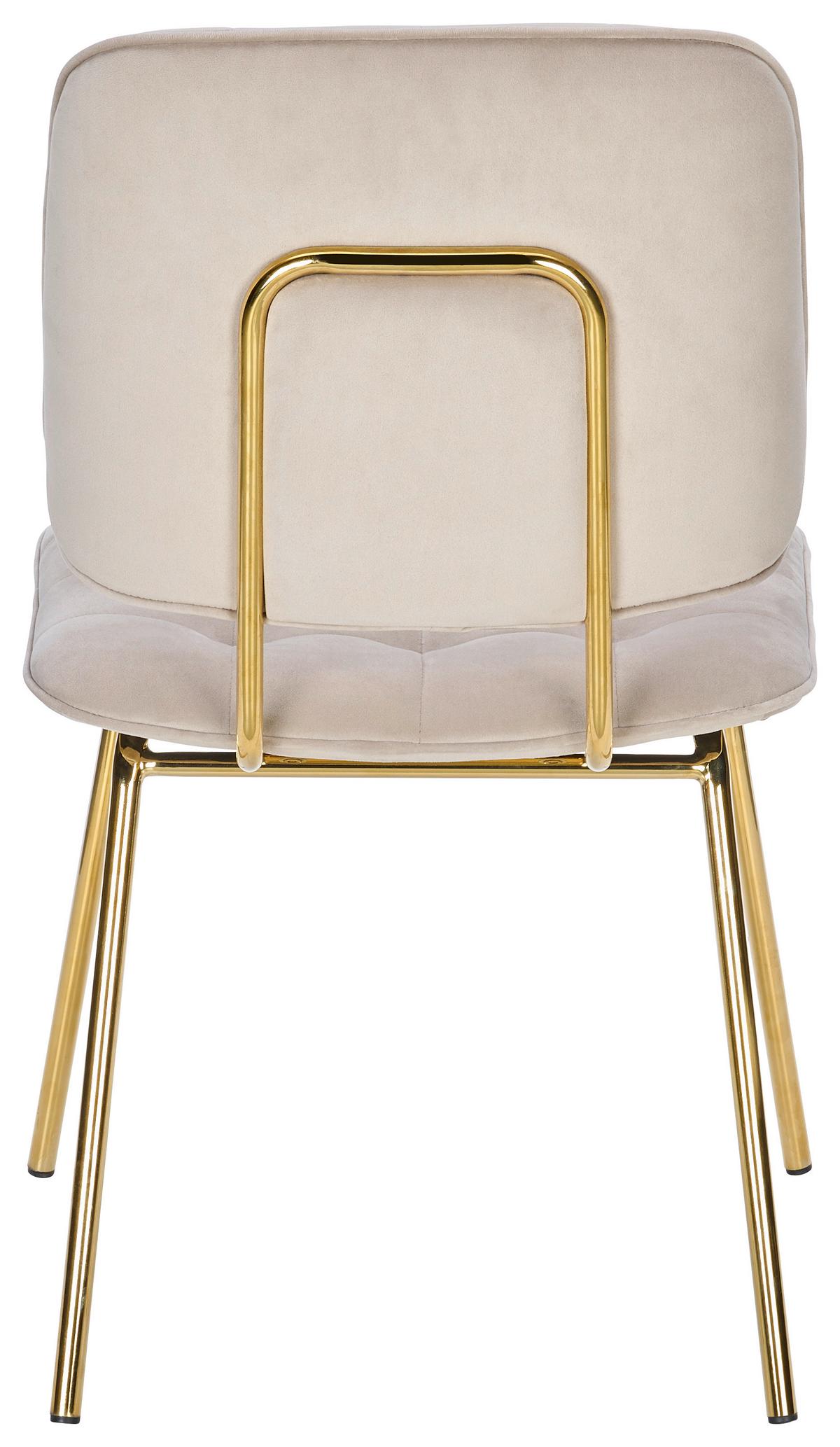 KRZESŁO MARINA SAMT - kolor złoty/taupe, Modern, metal/drewno (49/88/57cm) - Livetastic