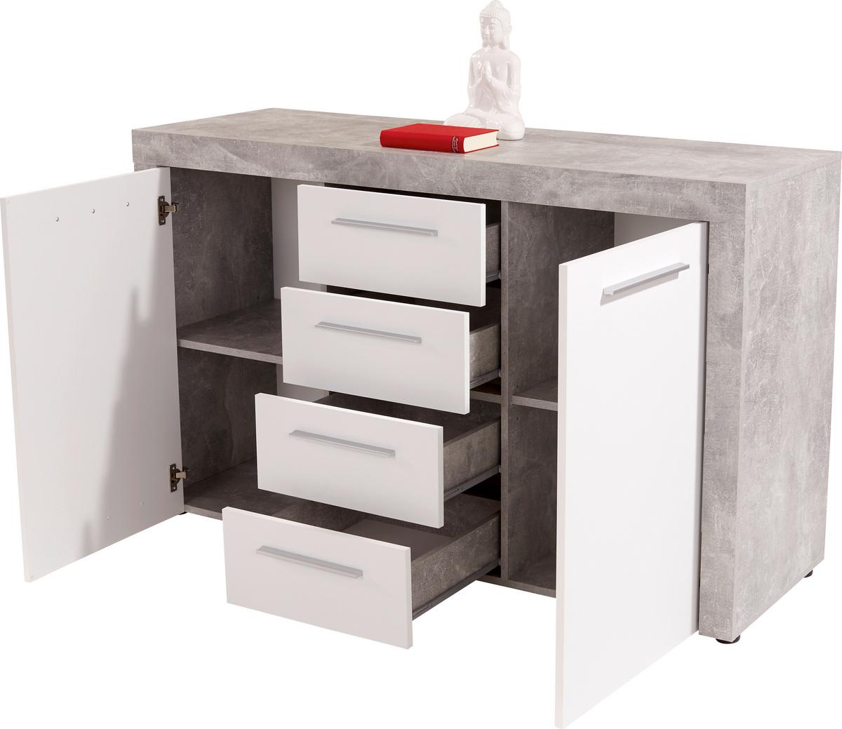 Comodă Focus - alb/gri, Modern, material pe bază de lemn (149/86/45cm) - Modern Living