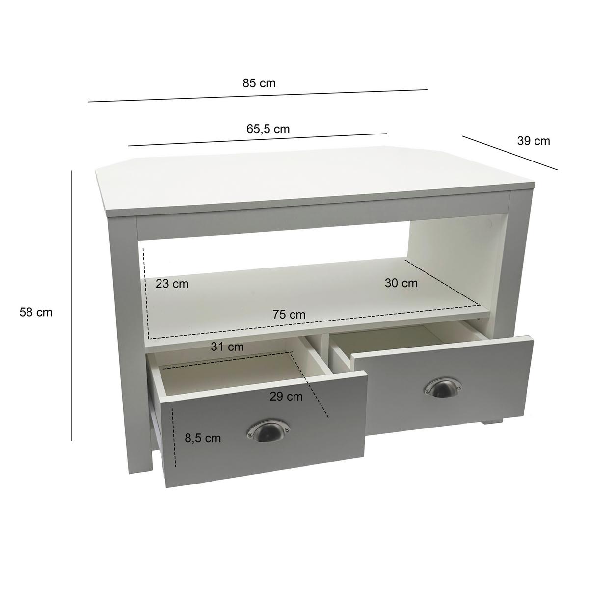 Comodă Joasă Wl7.770 - alb, Design, material pe bază de lemn (85/39/58cm) - Livetastic