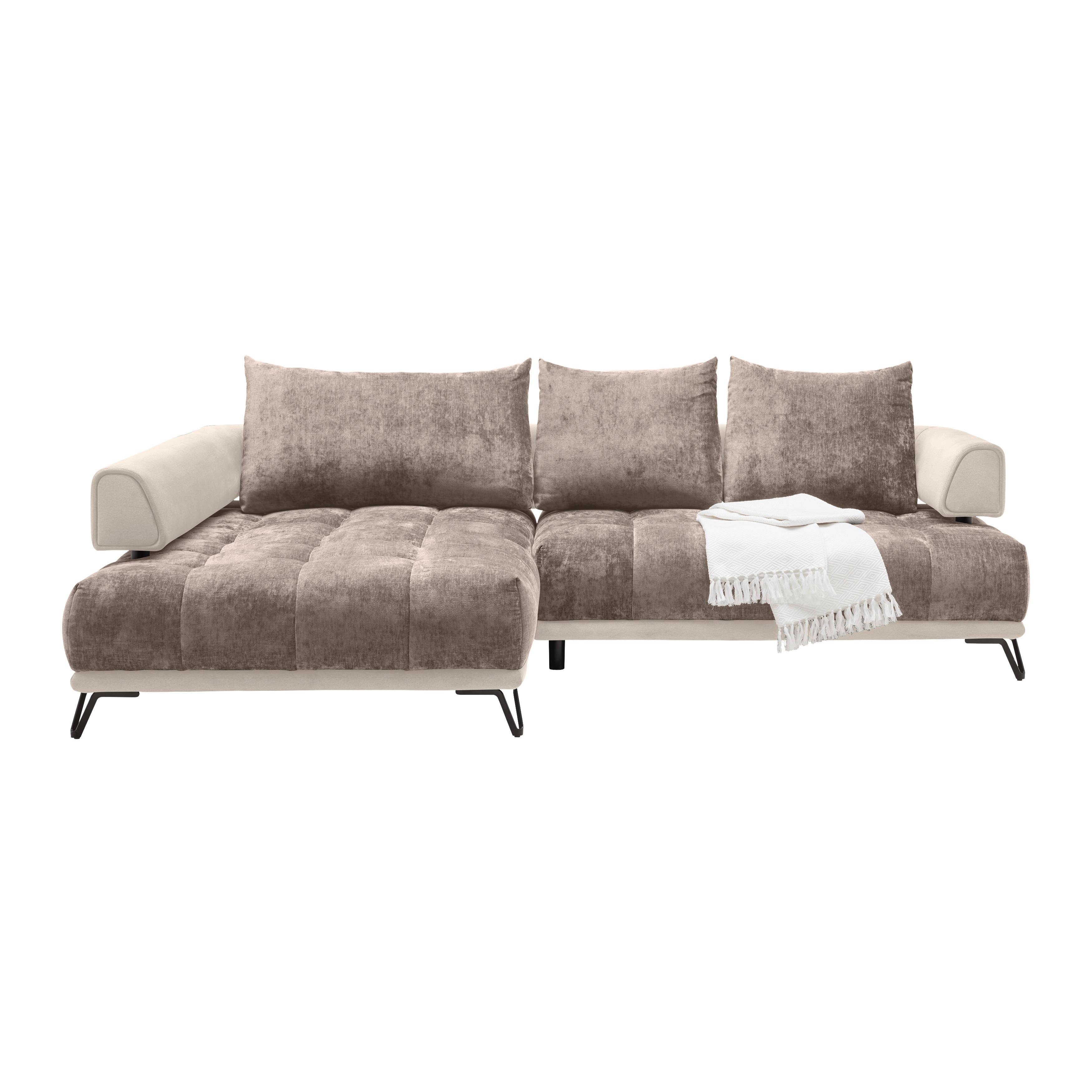 Ecksofa Morgan Cappuccino - Schwarz/Cappuccino, MODERN, Textil/Metall (184/67-87/262cm) - Mömax