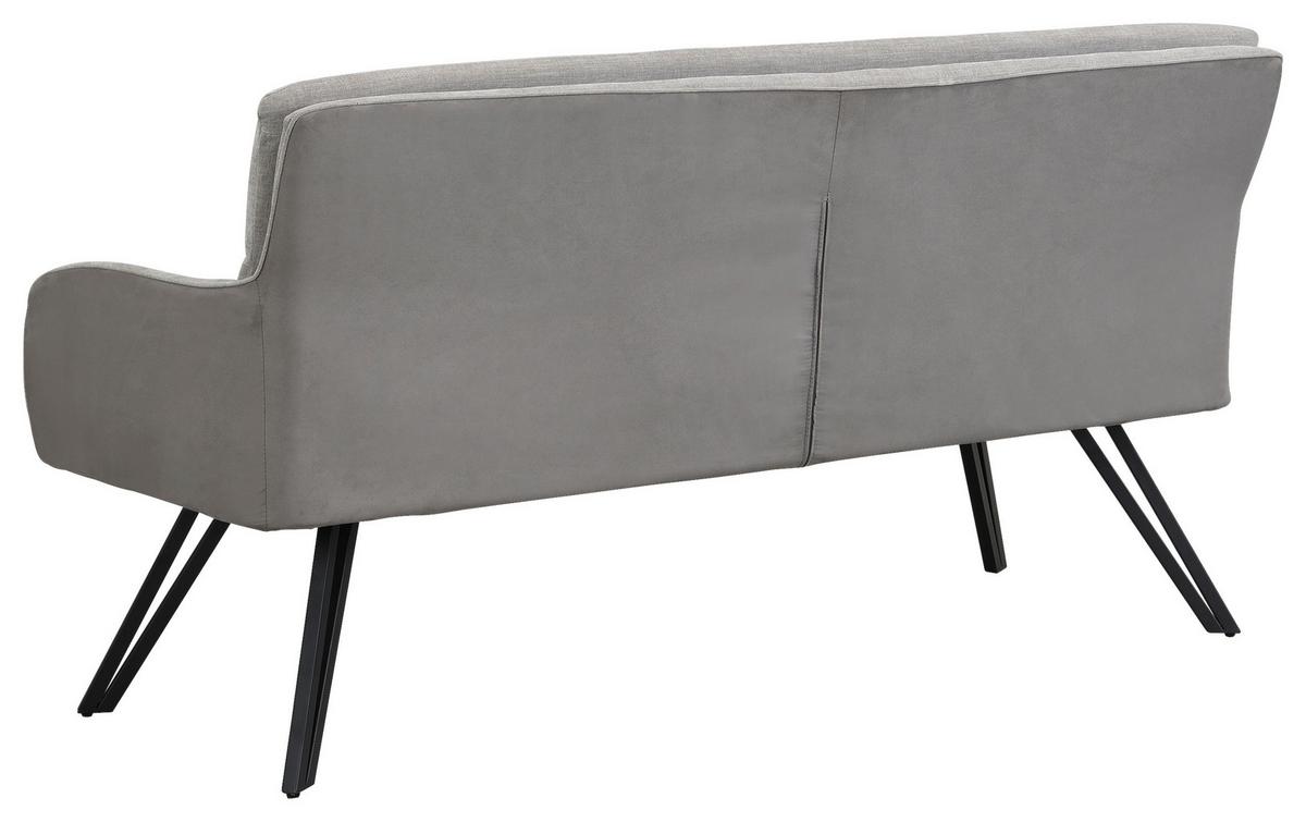 SITZBANK TINO - Hellgrau/Schwarz, MODERN, Textil/Metall (160/94/67cm) - MID.YOU