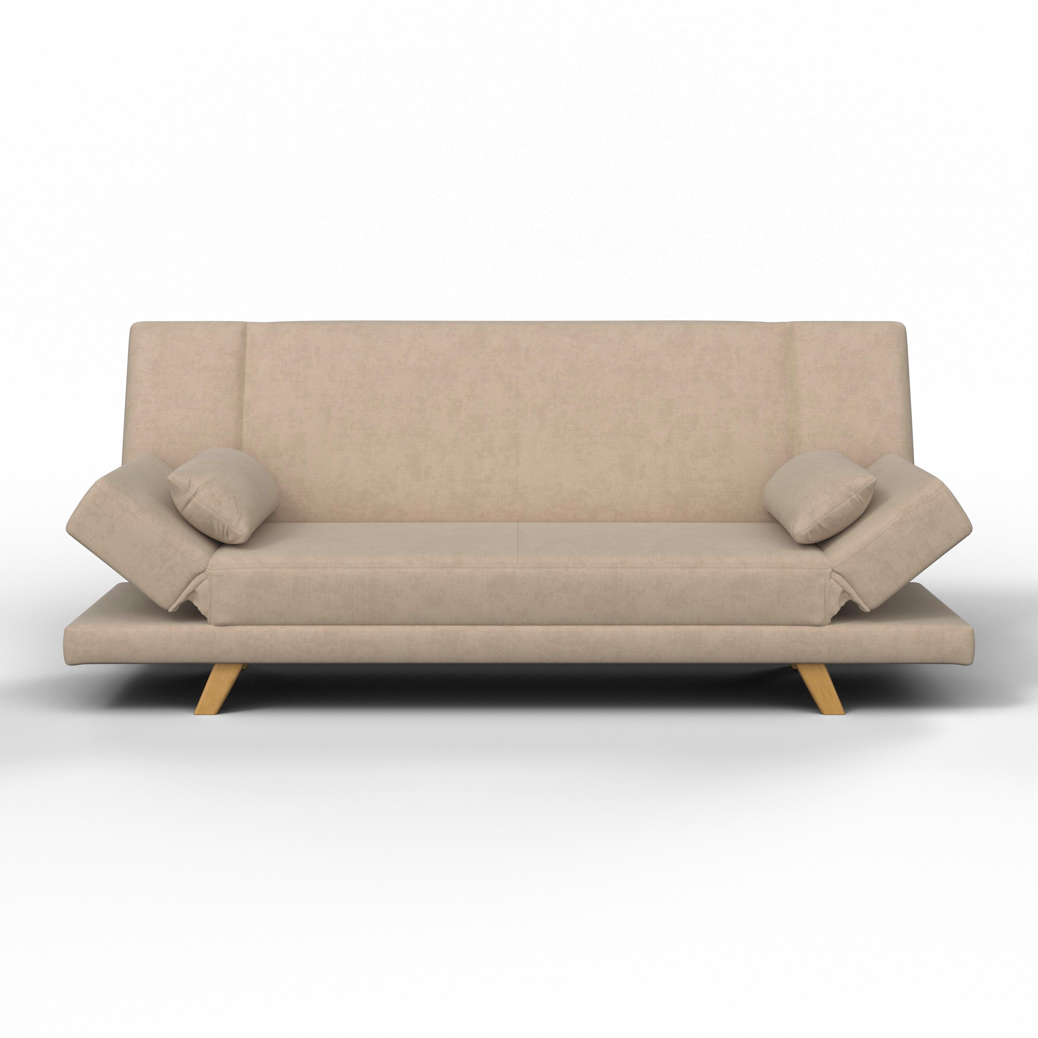 BÄDDSOFFA FUNKY - beige/lerfärgad, Modern, trä/textil (183/73/79cm) - Bessagi Home