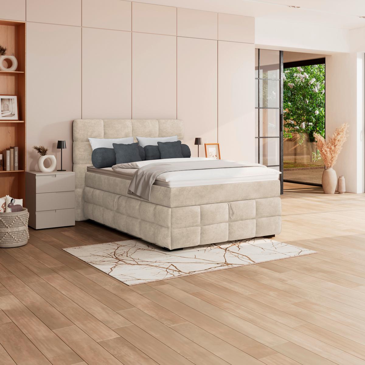 PAT BOX VEGA - alb/verde, Trend, lemn/textil (140/200cm) - Modern Living