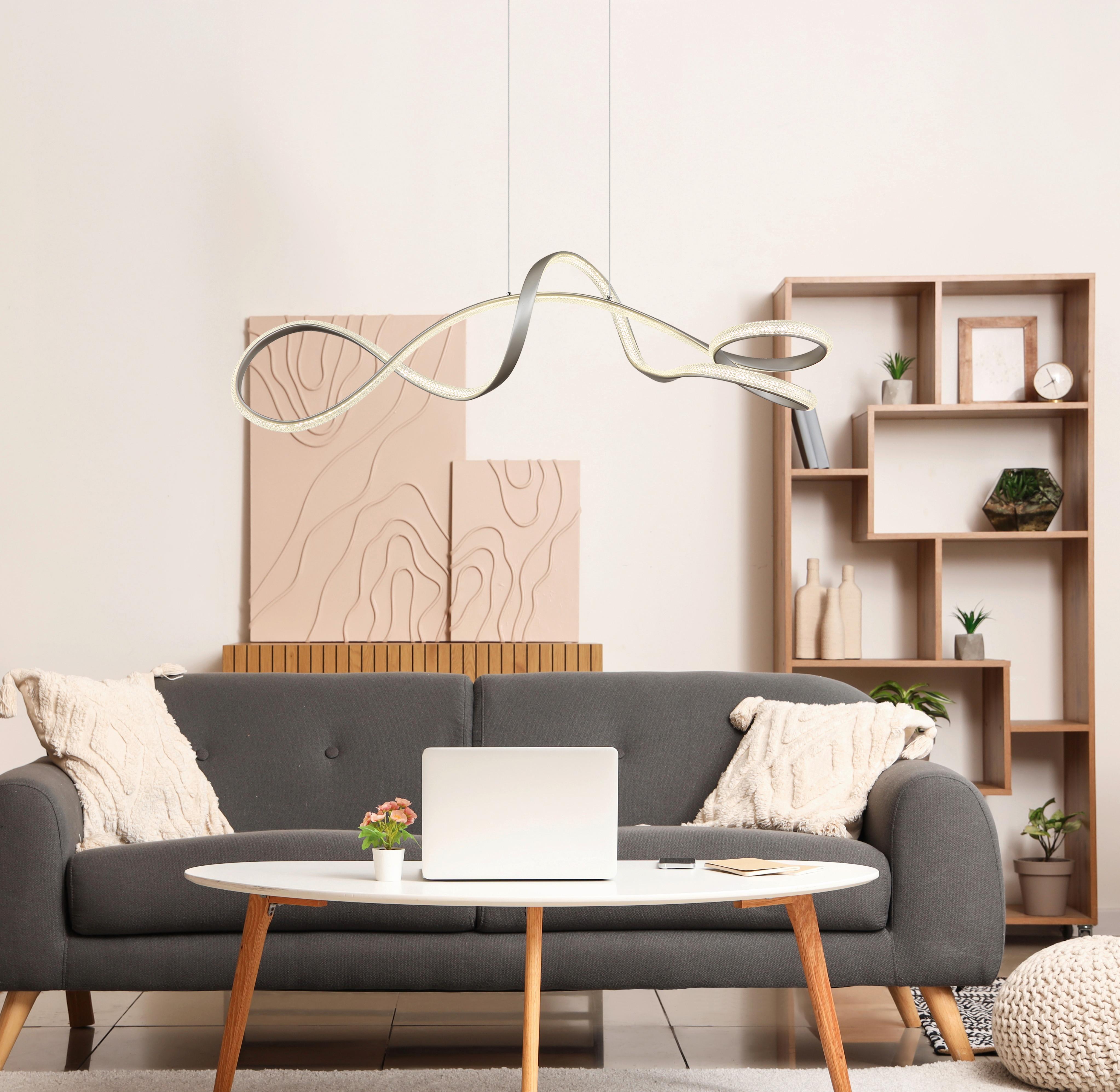 Led Függőlámpa 67341n Swirl - nikkel/átlátszó, Design, műanyag/fém (108/33/120cm) - Globo