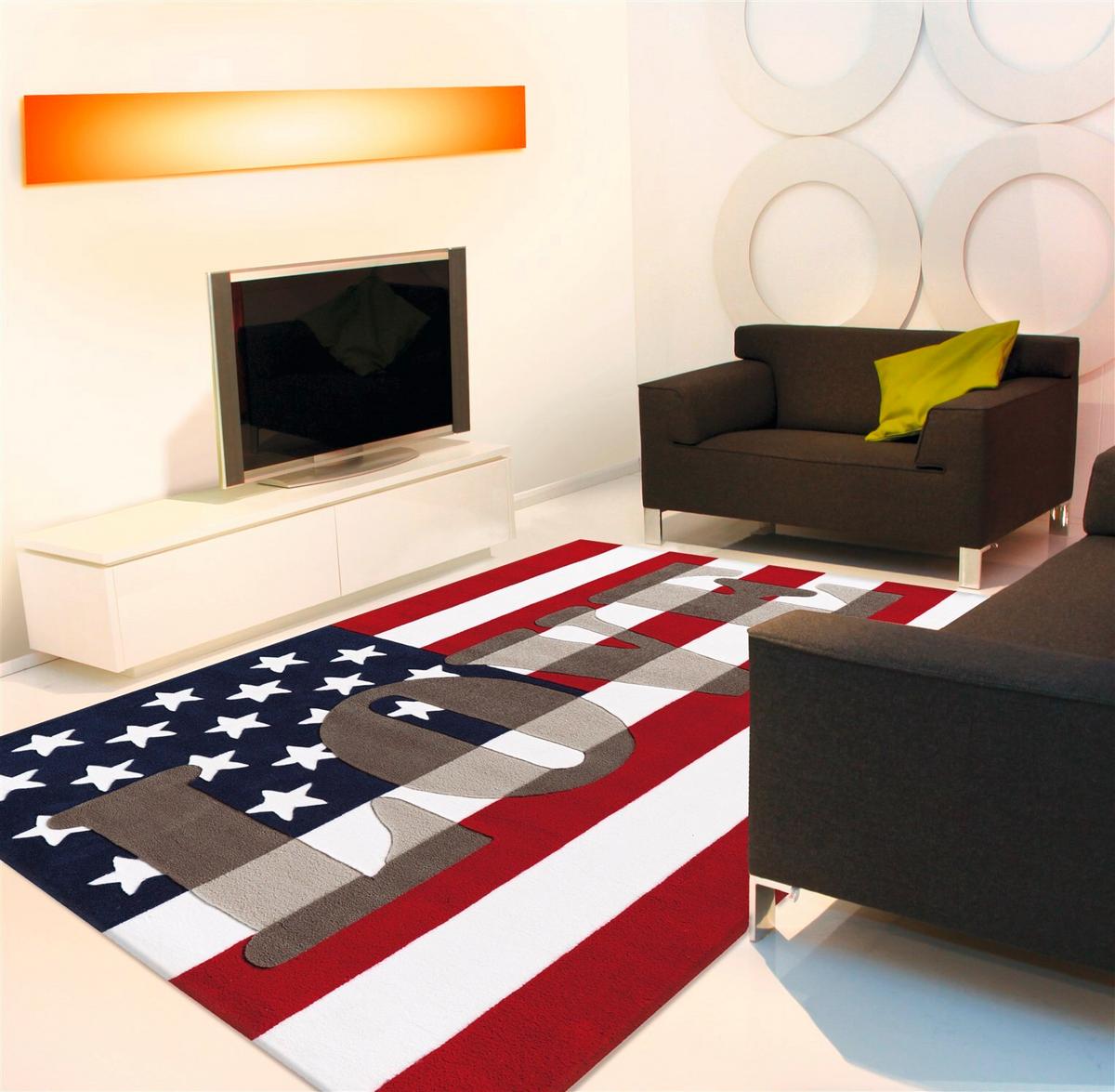 FLACHWEBETEPPICH JOY 4129 MULTI USA 140 X 200 - Multicolor, Design, Textil (140/200cm) - Kayoom