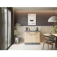 Küchenunterschrank Oliver Eiche - Schwarz/Eiche Artisan, Trend, Holzwerkstoff/Metall (100/90/60cm) - Respekta