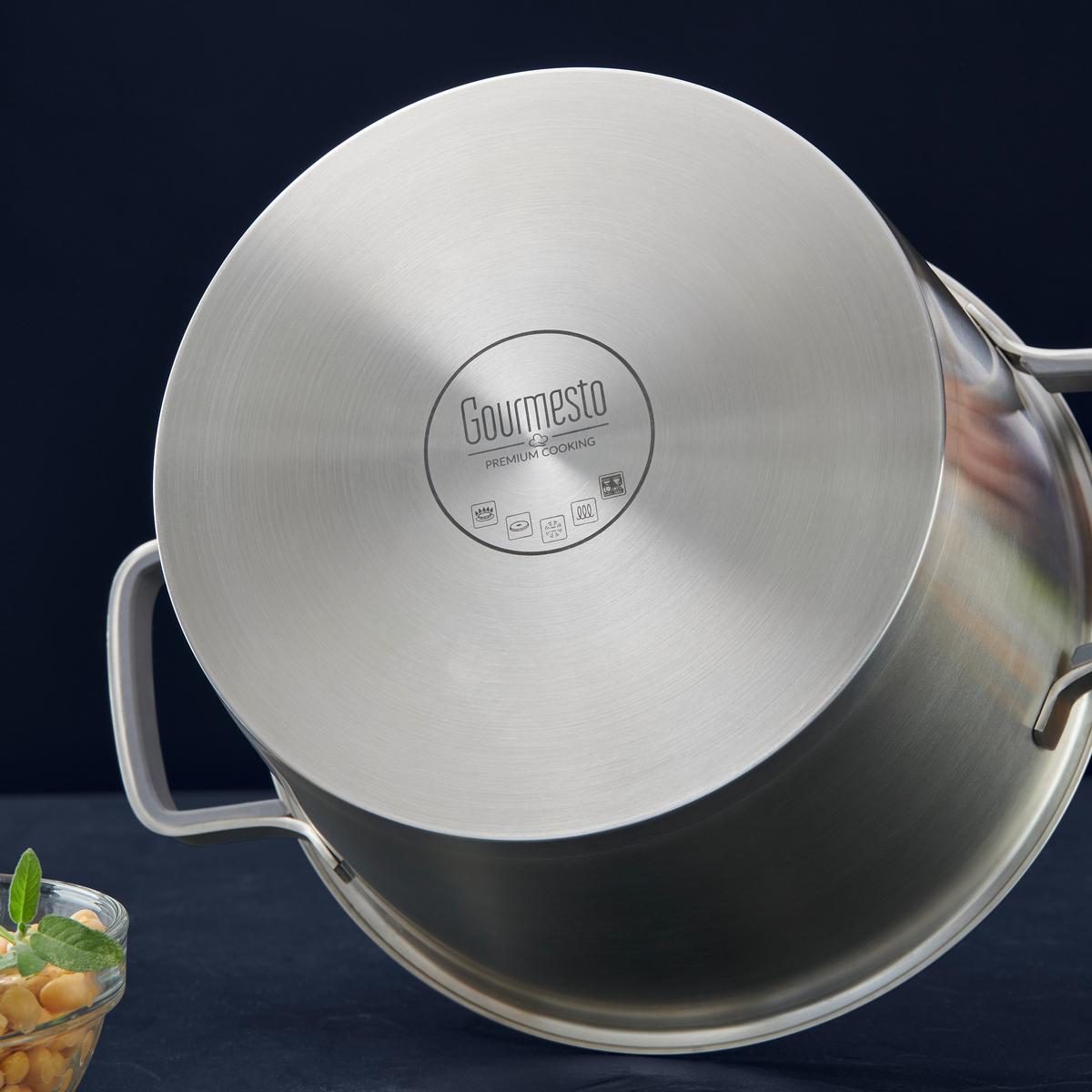 Kochtopf Silver Line Ø ca. 24cm - Klar/Edelstahlfarben, Konventionell, Glas/Metall (24/15,5cm) - Gourmesto