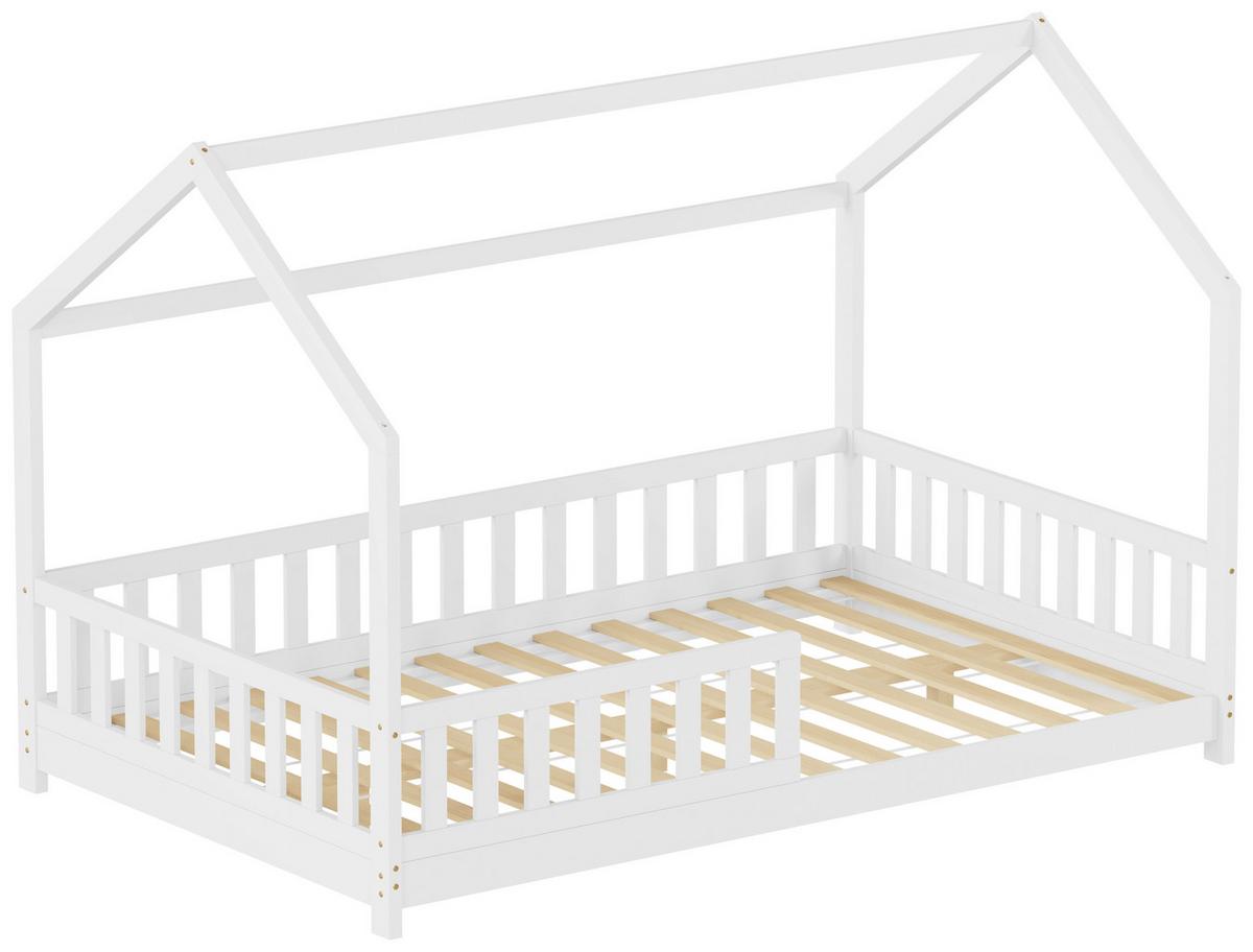 Bodenbett Kids - Weiss/Naturfarben, Konventionell, Holz (120/200cm) - Mömax