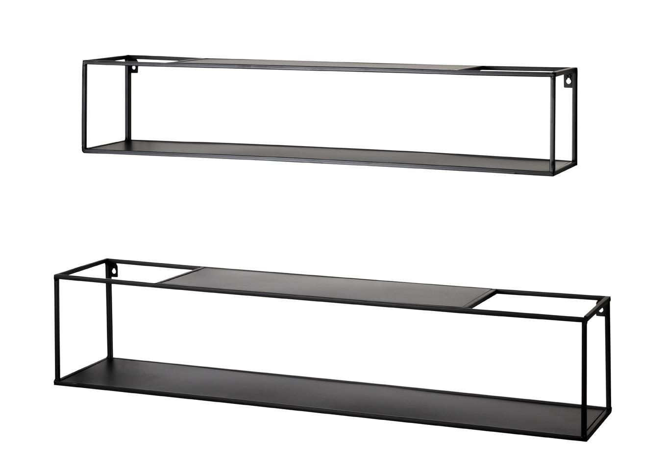 Wandregalset aus Metall in Schwarz, 2 Stück - Schwarz, Modern, Metall (95-85/20-17/20-17cm) - Mömax