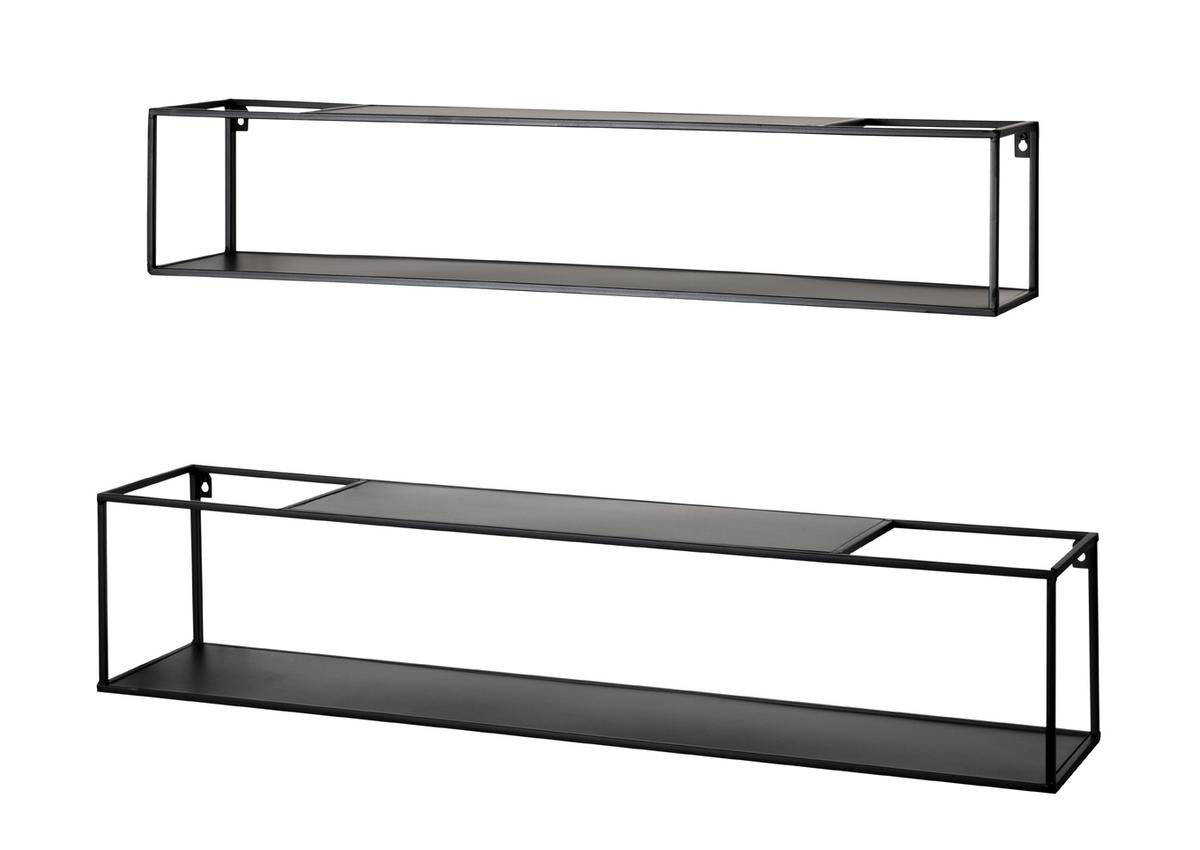 Wandregalset aus Metall in Schwarz, 2 Stück - Schwarz, MODERN, Metall (95-85/20-17/20-17cm) - Mömax
